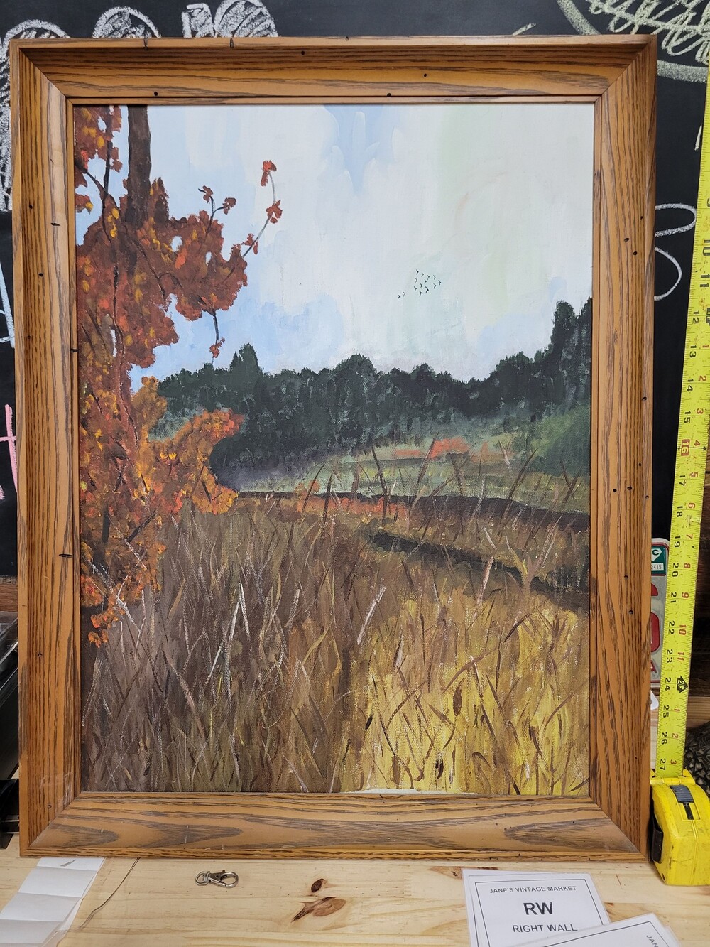 Framed Landscape Painting Wood Frame Autumn Scene